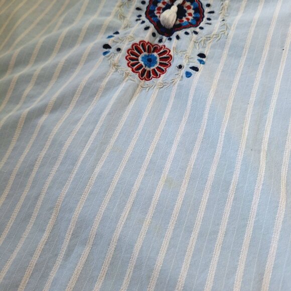 💙 St. John's Embroidered Lightweight Cotton Blouse Size XL Loose Fit Boho Cotta - Picture 5 of 8